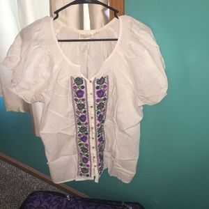 Price firm- White flowery blouse